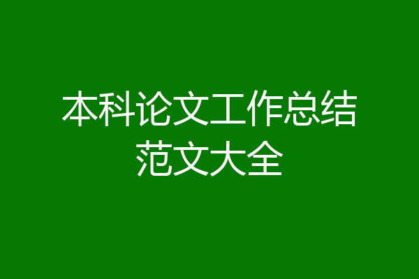 本科论文工作总结范文大全
