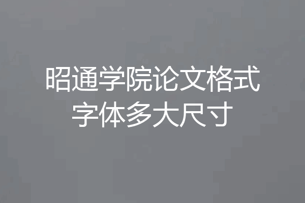 昭通学院论文格式字体多大尺寸