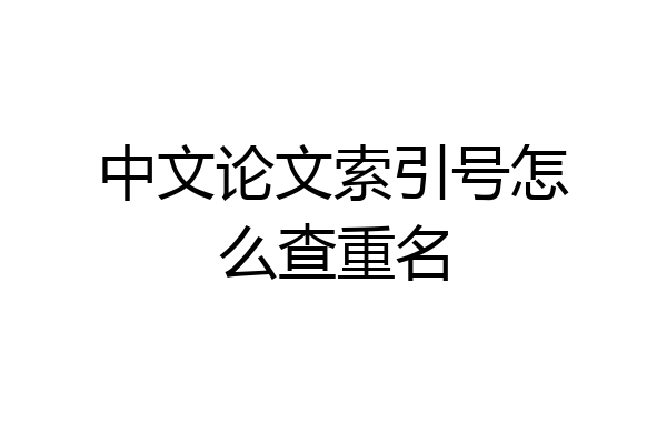 中文论文索引号怎么查重名