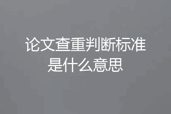 论文查重判断标准是什么意思