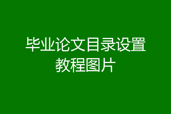 毕业论文目录设置教程图片