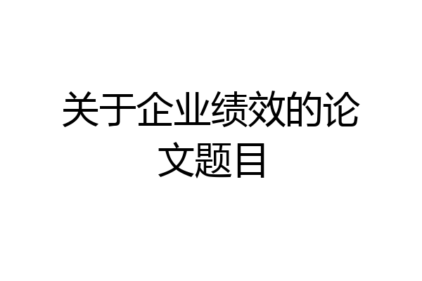 关于企业绩效的论文题目
