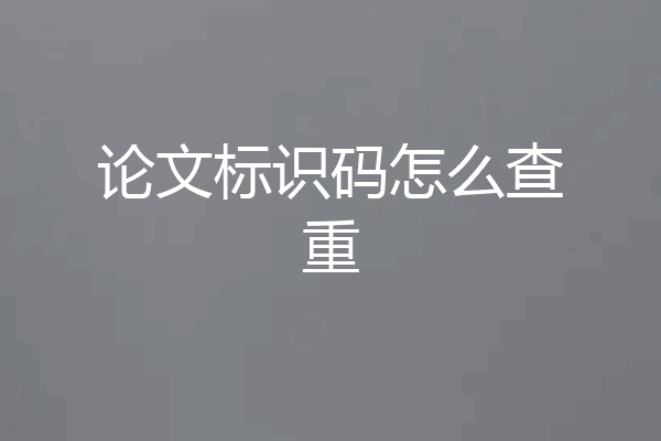 论文标识码怎么查重
