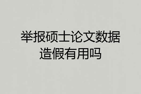 举报硕士论文数据造假有用吗