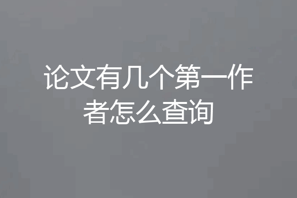 论文有几个第一作者怎么查询