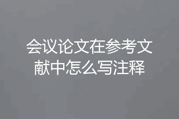 会议论文在参考文献中怎么写注释