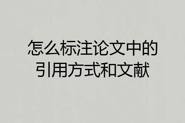 怎么标注论文中的引用方式和文献