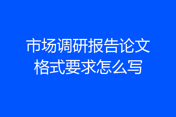市场调研报告论文格式要求怎么写
