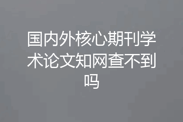 国内外核心期刊学术论文知网查不到吗