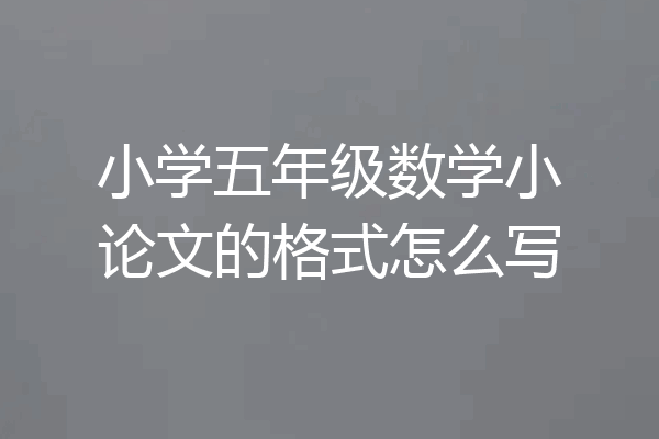 小学五年级数学小论文的格式怎么写