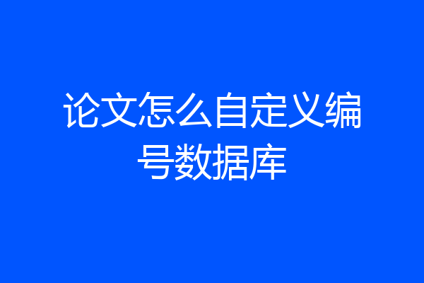 论文怎么自定义编号数据库