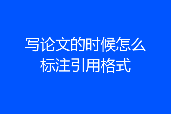 写论文的时候怎么标注引用格式