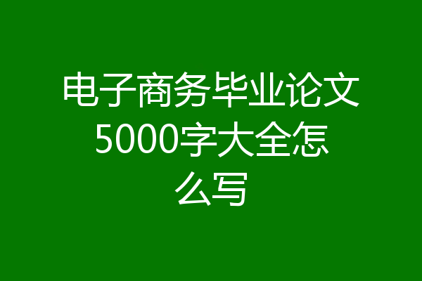 电子商务毕业论文5000字大全怎么写