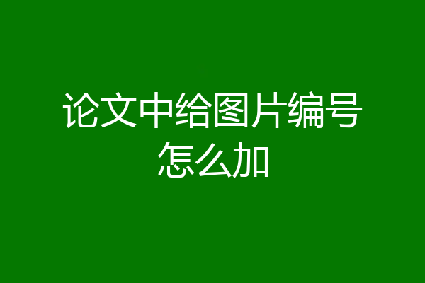 论文中给图片编号怎么加