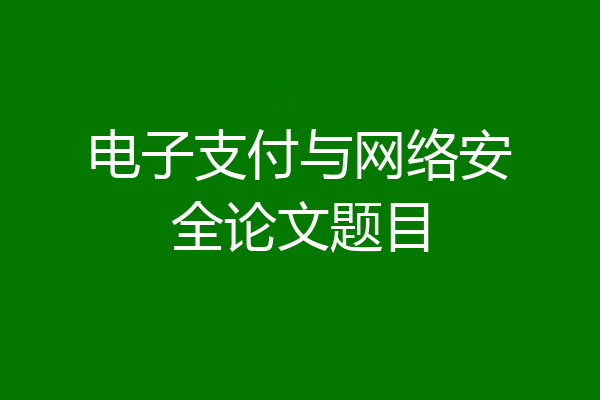 电子支付与网络安全论文题目