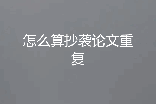 怎么算抄袭论文重复