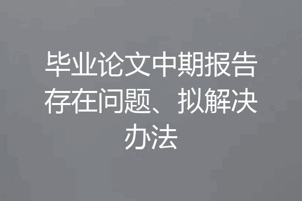 毕业论文中期报告存在问题、拟解决办法