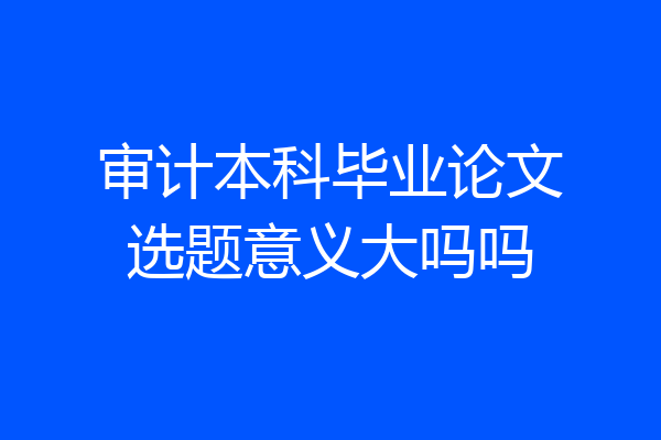 审计本科毕业论文选题意义大吗吗