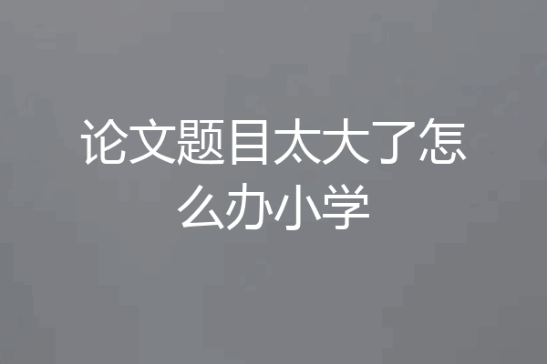 论文题目太大了怎么办小学