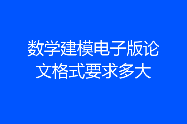 数学建模电子版论文格式要求多大