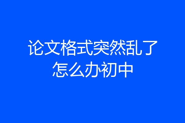 论文格式突然乱了怎么办初中
