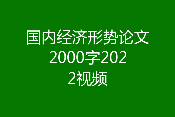 国内经济形势论文2000字2022视频