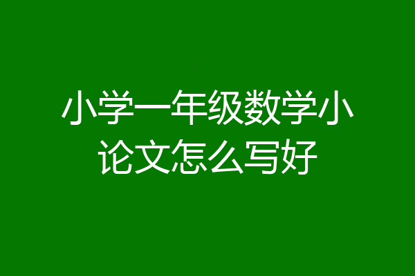 小学一年级数学小论文怎么写好