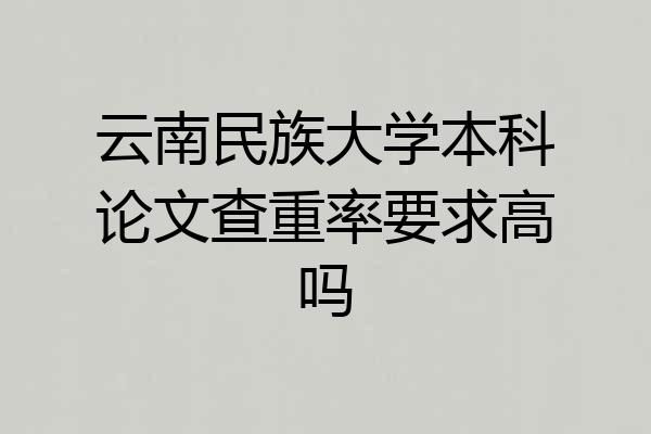 云南民族大学本科论文查重率要求高吗