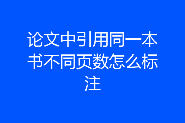 论文中引用同一本书不同页数怎么标注