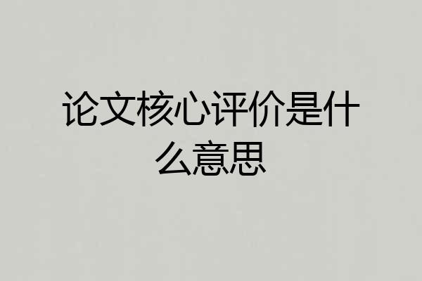 论文核心评价是什么意思