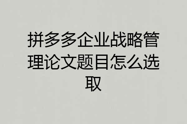 拼多多企业战略管理论文题目怎么选取