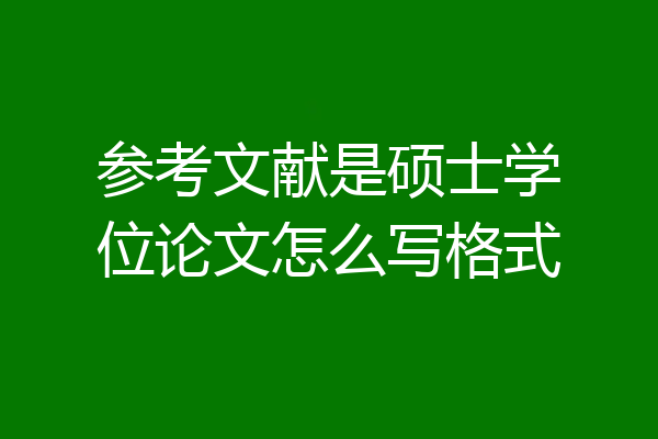 参考文献是硕士学位论文怎么写格式