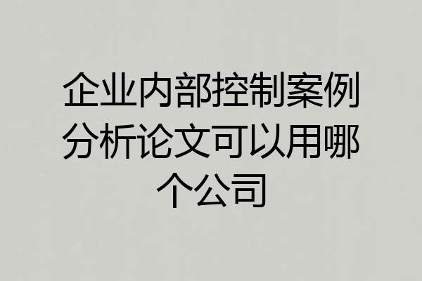 企业内部控制案例分析论文可以用哪个公司