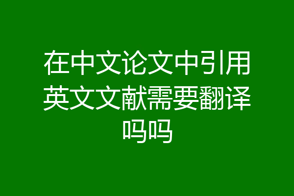 在中文论文中引用英文文献需要翻译吗吗