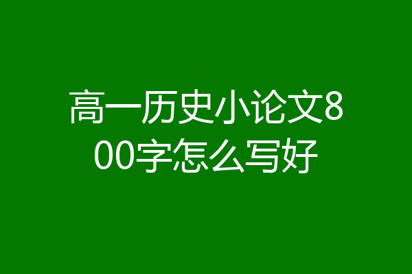 高一历史小论文800字怎么写好