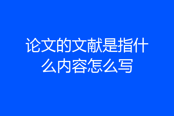 论文的文献是指什么内容怎么写
