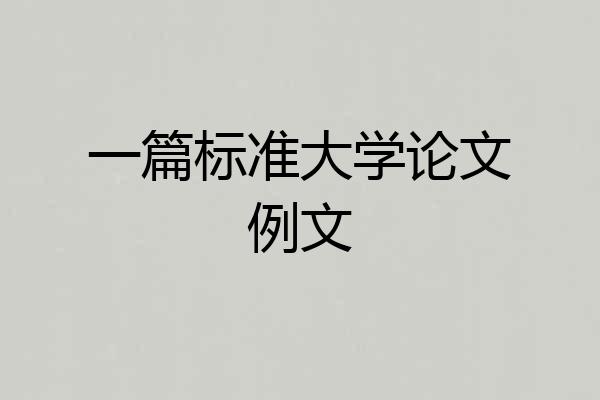 一篇标准大学论文例文