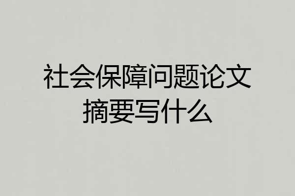 社会保障问题论文摘要写什么
