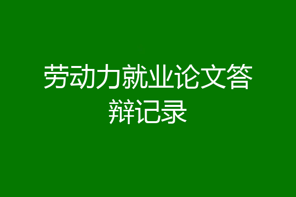 劳动力就业论文答辩记录