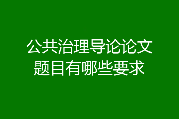 公共治理导论论文题目有哪些要求