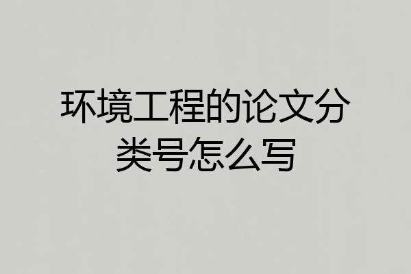 环境工程的论文分类号怎么写