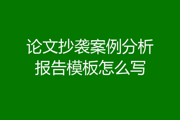 论文抄袭案例分析报告模板怎么写