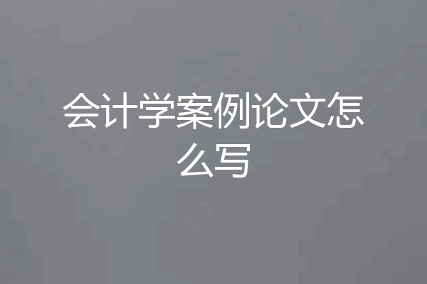会计学案例论文怎么写