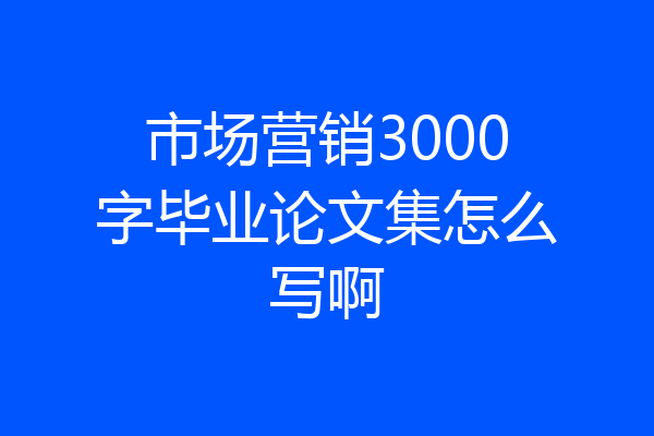 市场营销3000字毕业论文集怎么写啊