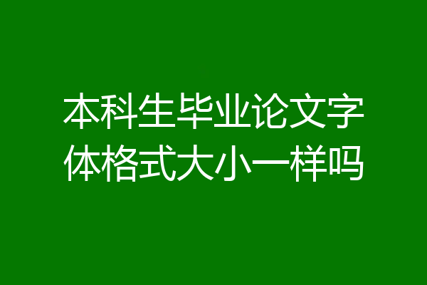 本科生毕业论文字体格式大小一样吗