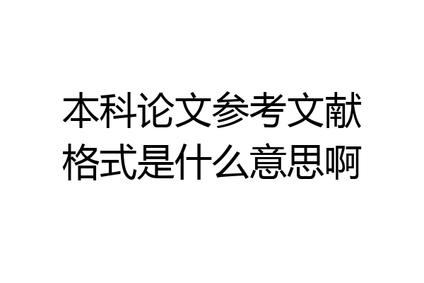 本科论文参考文献格式是什么意思啊