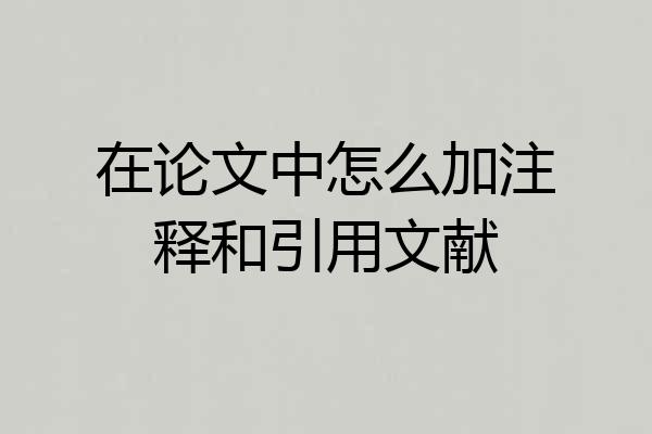 在论文中怎么加注释和引用文献