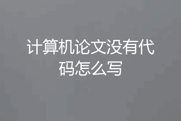 计算机论文没有代码怎么写