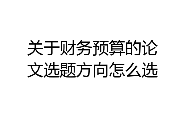 关于财务预算的论文选题方向怎么选