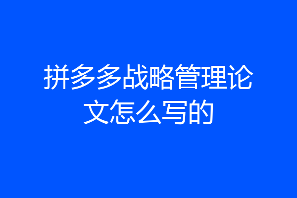 拼多多战略管理论文怎么写的